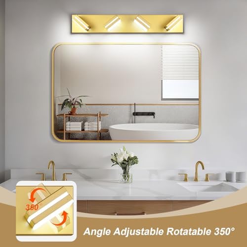 Modern LED Gold Acrylic Bathroom Lights Fixtures 4-Light - Image 2