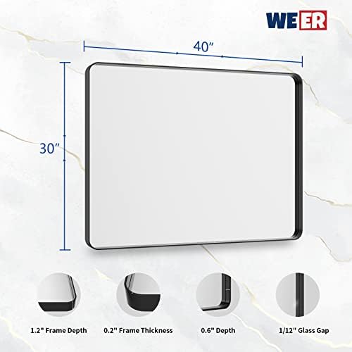 WEER Black Bathroom Vanity Mirror 40X30 Inch - Image 6