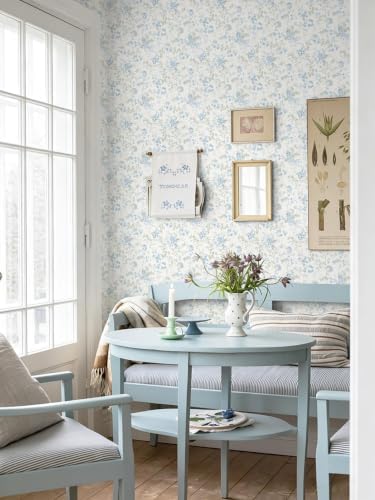 Ismoon Peel and Stick Wallpaper Blue Floral Contact Paper 17.3 x 78.7in - Image 3