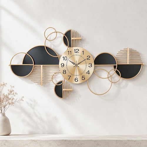 34" Modern Large Wall Clock Decorative Metal Art by Axioglo