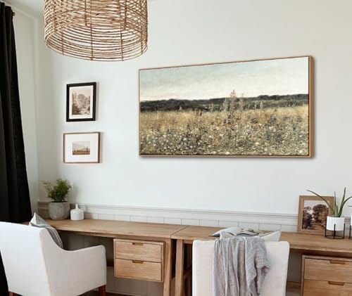 DJSYLIFE Framed Wall Art, Vintage Wildflower Field Canvas, 20x40 Inch - Image 4