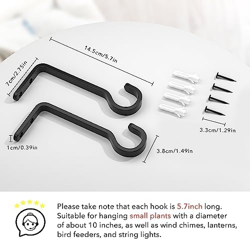 5.7 Inch Plant Hooks for Wall, Plant Hangers Outdoor/Indoor, Hold 35lb - Image 3