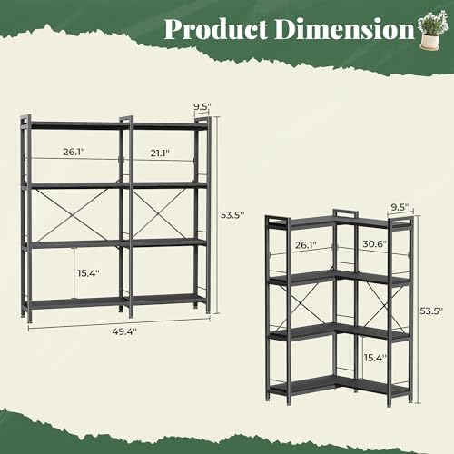 Huuger 4 Tier Bookshelf, L Shaped Corner Bookshelf - Image 2