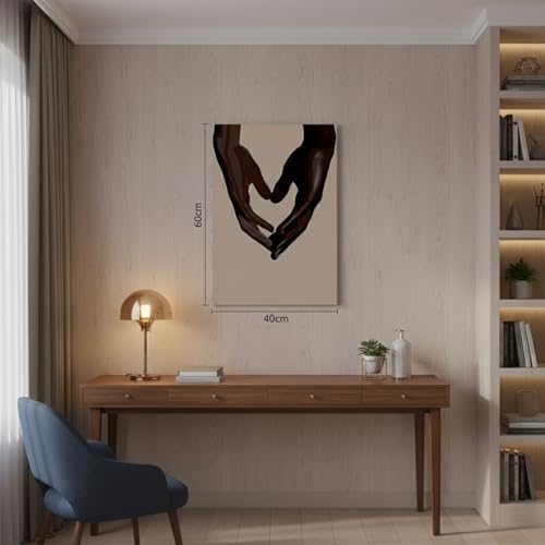 Black Couple Art Posters Holding Hands Heart Love Decor 16x24 Inch Framed - Image 6