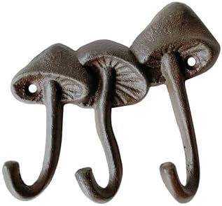 Rustic Mushroom-Shaped Decorative Wall Hook Rack Hangers by Zorues