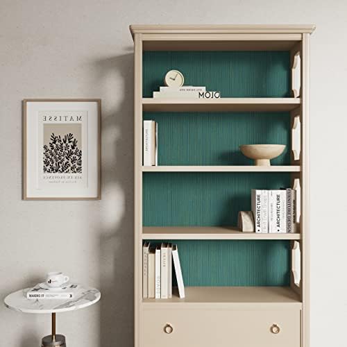CRE8TIVE Teal Green Grasscloth Peel and Stick Wallpaper - Image 6