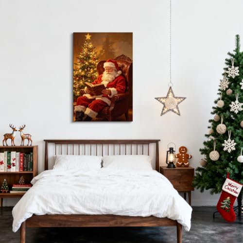 AVANT GARDE CANVAS Christmas Canvas Wall Art, Santa Reading in Leather Armchair - Image 4
