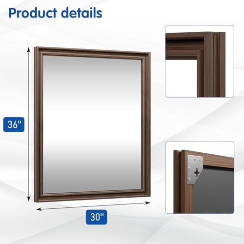 WEER Brown Bathroom Vanity Mirror 36x30 Inch - Image 7