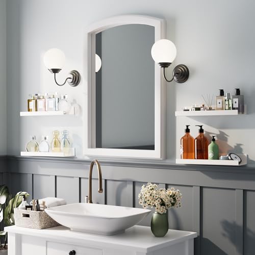 4 Pack Acrylic Shelves for Wall, 15 Inch White Adhesive Floating Shelf - Image 5
