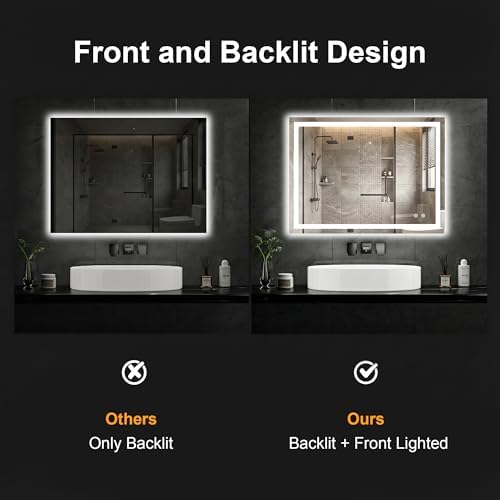 30x40 LED Bathroom Mirror with Lights, Lighted Vanity Mirror - Image 5
