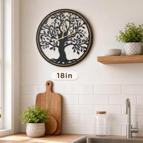 Micasso Large Wall Clocks Decorative: 18 Inch Tree of Life Battery Operated - Image 3
