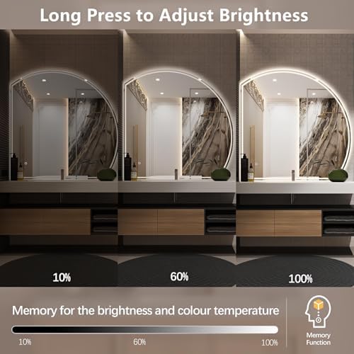 Niccy Half Moon LED Bathroom Mirrors, Irregular Backlit Vanity Mirror - Image 6