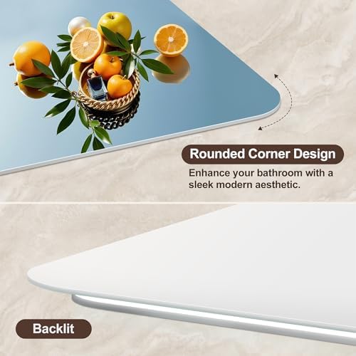 60''x36'' Lighted Mirrors for Bathroom Wall Backlit Rectangular Rounded Corners - Image 2