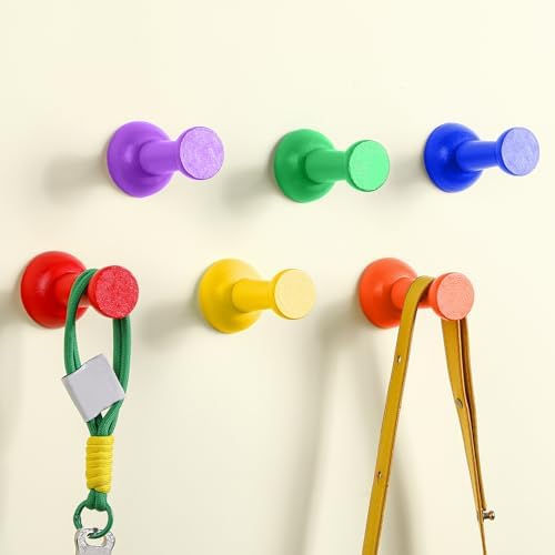 6 Pack Rainbow Wooden Wall Hook, Adhesive Decorative Hanging Rack by Otoolling