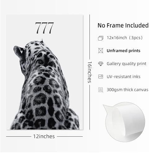 Youillne Trendy Leopard Wall Art Black White Cheetah Wall Decor Fashion - Image 2