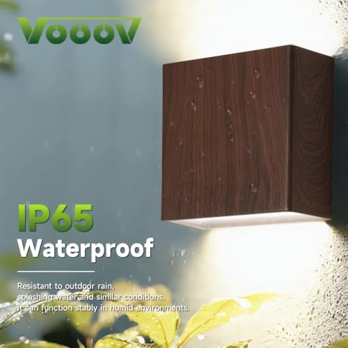 Walnut Wood Grain Up & Down Modern Indoor Outdoor LED Wall Sconce - Image 6