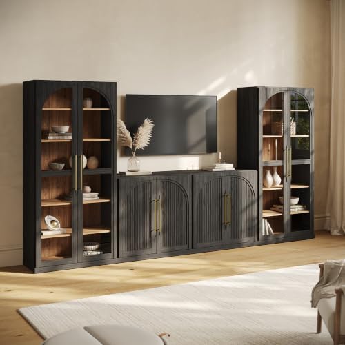 BELLEZE Jagger 128" Wall Unit 3-Piece Modular TV Stand by BELLEZE