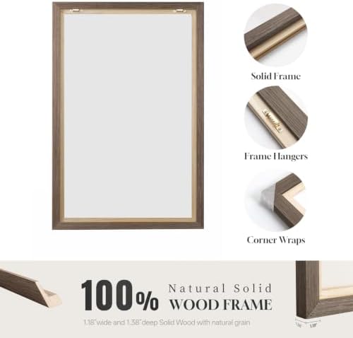 Framed Neutral Beige Abstract Vertical Wall Art Set - Image 7