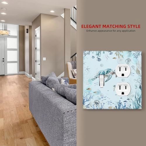 Wallplates Teal Blue Ocean Sea Turtle Seabed Plants 1 Toggle 1 Duplex Switch - Image 7