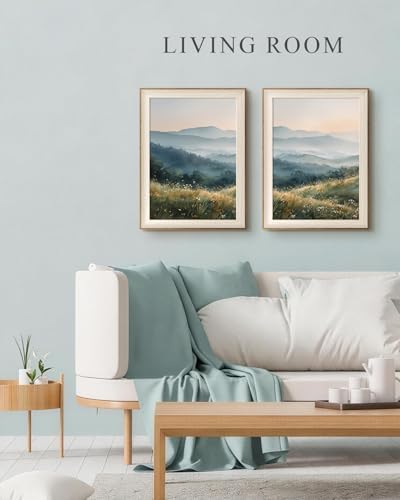VIYYIEA Framed Moody Mountain Flora Landscape Wall Art Set, 12×16 Inch - Image 2