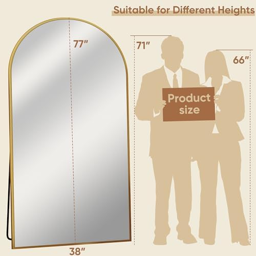 77"x38" Arched Full Length Mirror, Large Floor Mirror - Image 3