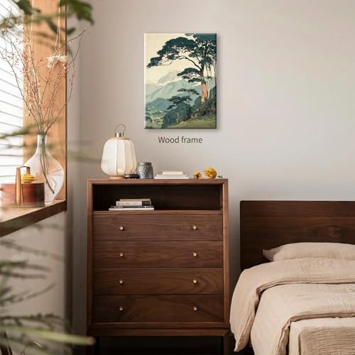 Nature Mountain Landscape Wall Art Vintage Japanese Forest Canvas Poster 12x16 - Image 4