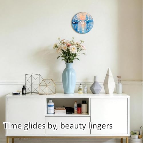 Modern Wall Clock, 10 Inch Glass Analog Clocks - Image 2