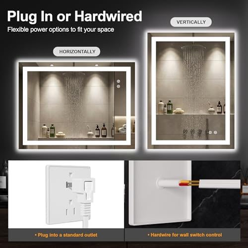 32x24 LED Bathroom Mirror with Lights, Lighted Vanity Mirror - Image 6