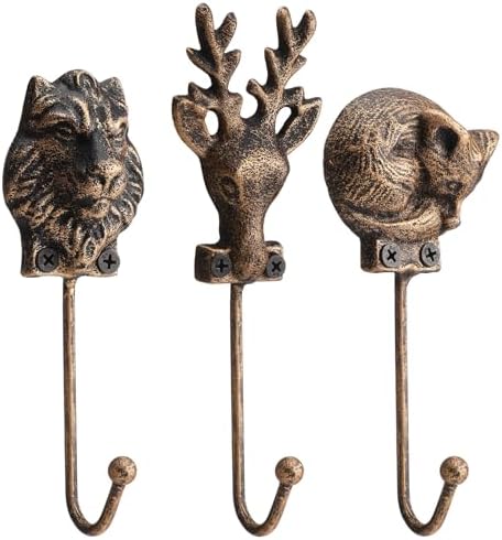 Hicarer 3 Pcs Whimsical Animal Wall Hooks Cast Iron Hangers by Hicarer