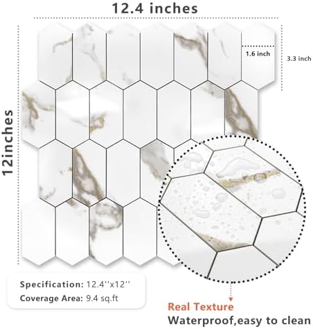 Vamos Tile Long Hexagon Peel and Stick Backsplash Tile - Image 6