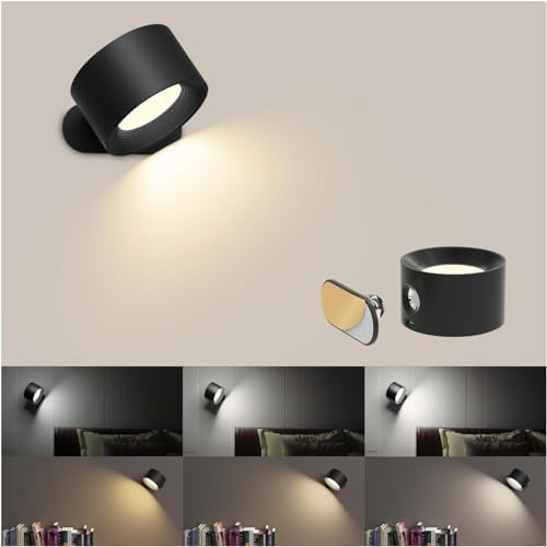 AKSDA Battery Operated Wall Sconce, LED Reading Light, 360-Degree Rotation by AKSDA