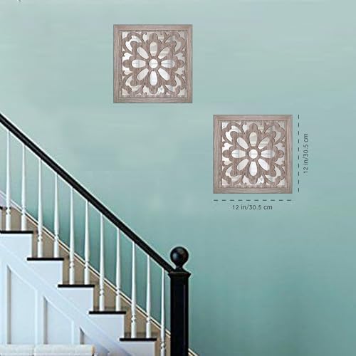 Yudarte 2pcs Set Square Mandala Cutout Wall Mirror Decor - Image 3