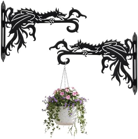 2 Pack-10inch Gothic Dragon Metal Wall Brackets by WoParty