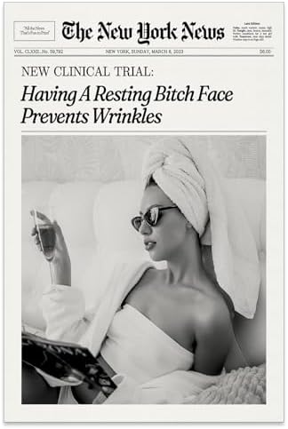 Funky Girl Preppy Aesthetic Posters Black And White Newspaper Wall Art 24x36in by Unknown