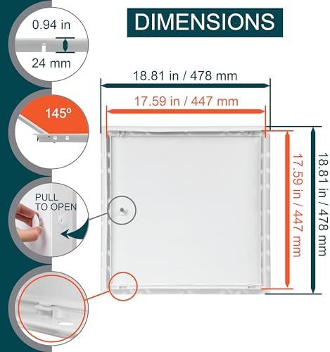 18" x 18" White ABS Plastic Plumbing Access Panel - Image 2
