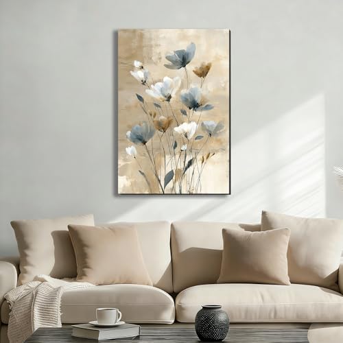 ZERILYN Ship Next Day Neutral Floral Wall Art Canvas Prints Abstract Flower - Image 2