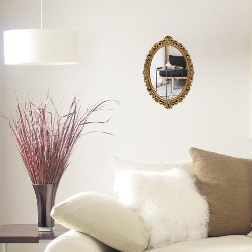 OIGUMR Small Oval Wall Mirror Resin Frame Size：15 x 10.7 inch - Image 3