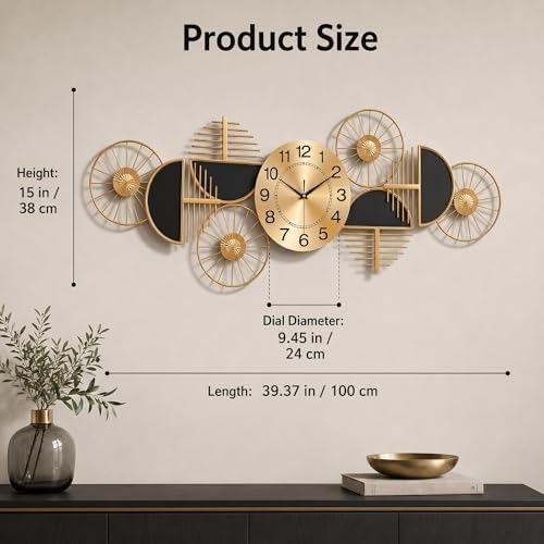 40" Modern Large Wall Clock Decorative Metal Art - Image 4