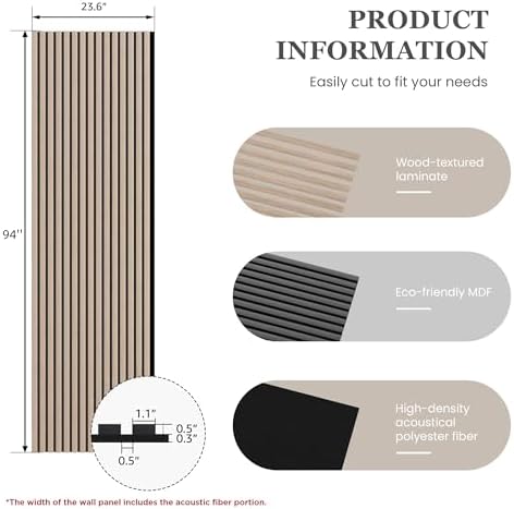 2 Pack Wood Salt Acoustic Wall Panels 94" x 23.6" x 0.8", Rustic Walnut - Image 5