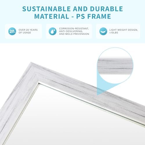 White Wood Effect Framed Wall Mirror, 20x30 Rectangle Mirror - Image 3
