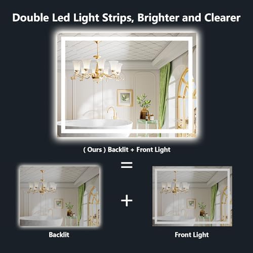 44x36 LED Bathroom Mirror with Lights, Lighted Vanity Mirror - Image 2
