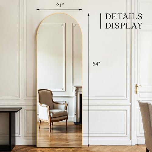 MISSDAY Arched Full Length Mirror, Floor Mirror Long Free Standing, Leaning or - Image 6