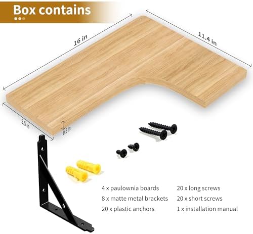 ROMGUAR CRAFT Corner Floating Shelves Wall Mounted Set of 4 - Image 4