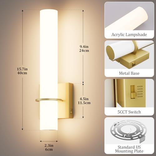 Hardwired Gold Wall Sconces Set of Two, Indoor Wall Light - Image 5