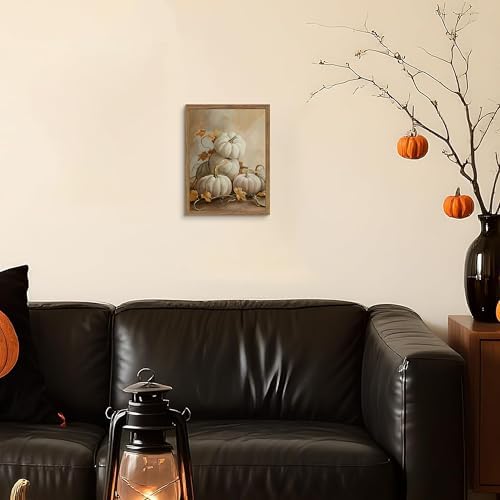 Framed Vintage Halloween Pumpkin Wall Art, Spooky Pumpkin Still Life Canvas - Image 6