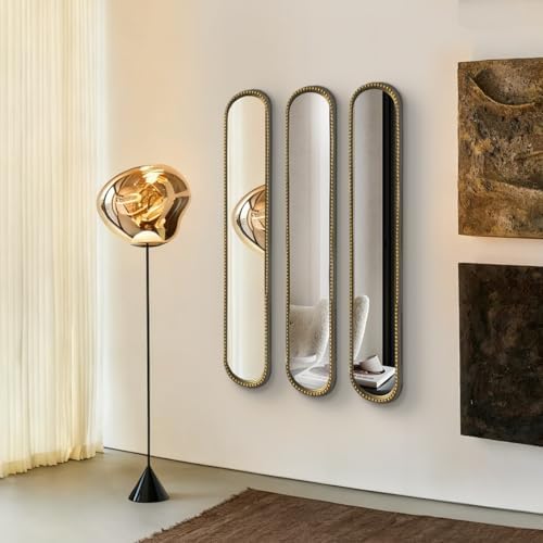 Long Skinny Mirror for Wall, Metal Frame by Unknown