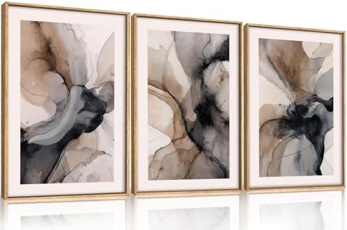 Abstract Brown Marble Framed Canvas Wall Art Set-24"x36"x3 - Image 5
