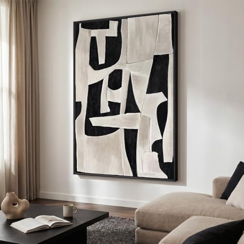 Extra Large Framed Black White Abstract Wall Art - Image 2