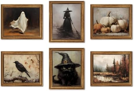 ZYANGZY Vintage Halloween Poster Set of 6, Dark Academia Ghost Wall Art by ZYANGZYWallArt