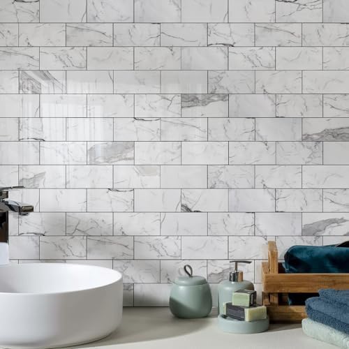 Vamos Tile 100-Piece Glossy Statury White Peel and Stick Backsplash Tile - Image 5